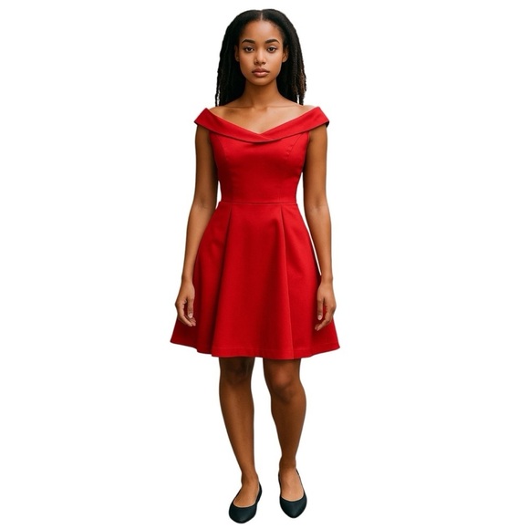 Zara Mini Women’s Size XS Red Skater Satin Dress - Picture 1 of 3